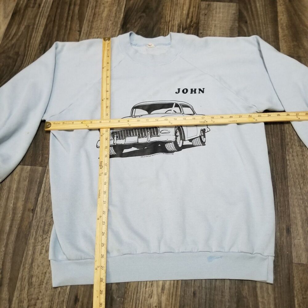 Vintage 80s Chevrolet 1955 Chevy Bel Air Sweatshirt Size XXXL Platinum T's 1986 - Picture 2 of 16